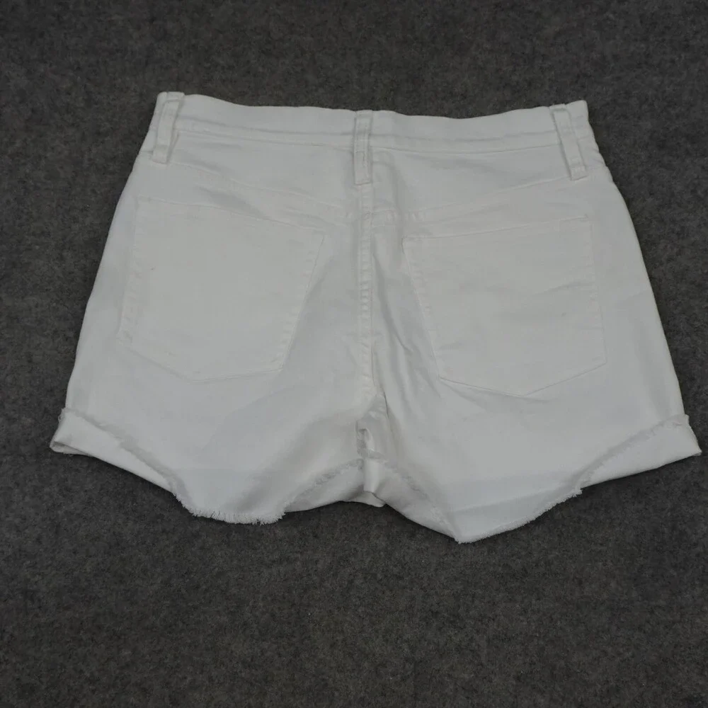 J Crew Jean Shorts Womens 28 White Denim Cut Off Cuffed Hot Pants Casual Beach